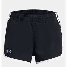 Under Armour Girl's YXS UA Fly-By 3" Black  White Shorts A14-3