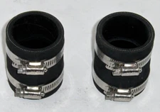 2) Rubber Radiator Hose Adapters 2" to 1-1/2" Reducers Ends w/ Stainless Clamps