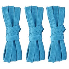 3pair Double Layers Flat Shoelaces Lake Blue for Sneakers Adults Kids 24-72 Inch