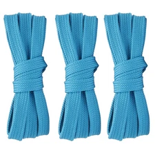 3pair Double Layers Flat Shoelaces Lake Blue for Sneakers Adults Kids 24-72 Inch