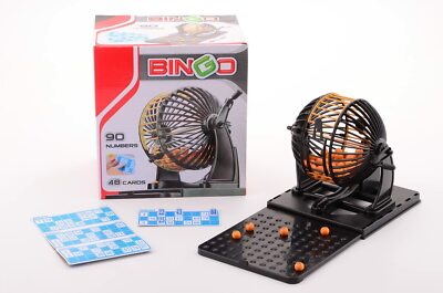 FAMILIENSPASS SPIEL NACHTMASCHINE BINGO KOMPLETTES SET MIT 90 ZAHLEN TRESOR UND KARTEN
