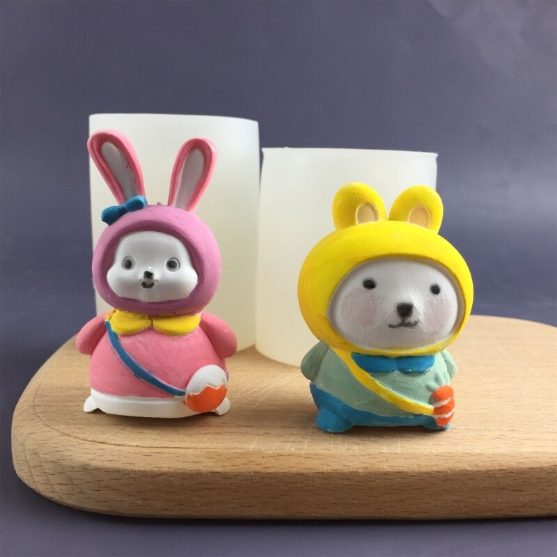 DIY Silicone Mold Clay HandMaking Soap Molds Bear/Rabbit Shaped eBay