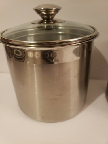 Beautiful Canister Set for Kitchen 2-Piece Stainless Steel w/Airtight Glass Lids - Picture 5 of 12