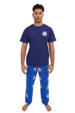 Mens Chelsea FC Football Cotton Pyjamas Set Nightwear Pjs Loungewear