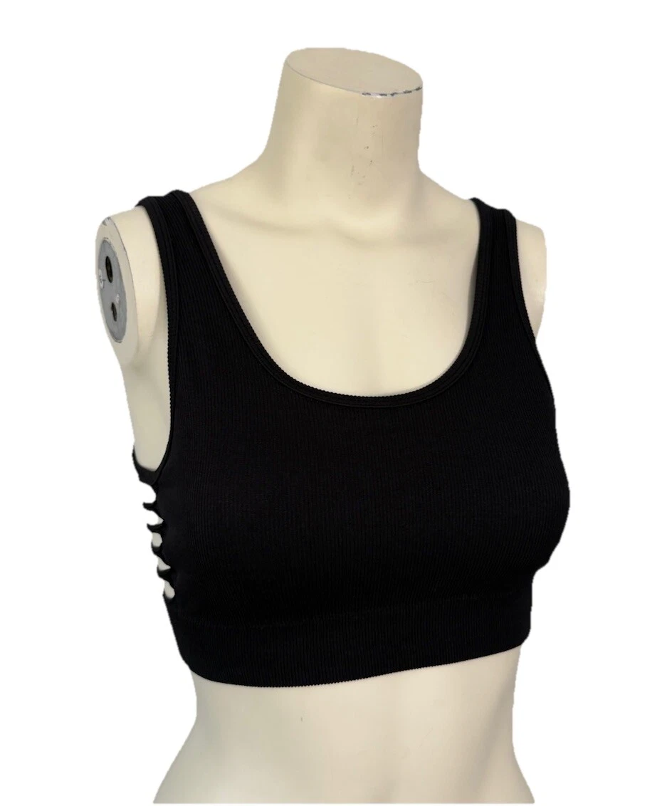 fabletics harper seamless ribbed cutout padded tank-bra