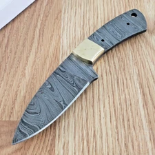 Knifemaking Knife 3.5" Damascus Steel Drop Point Full Tang Blade Brass Guard