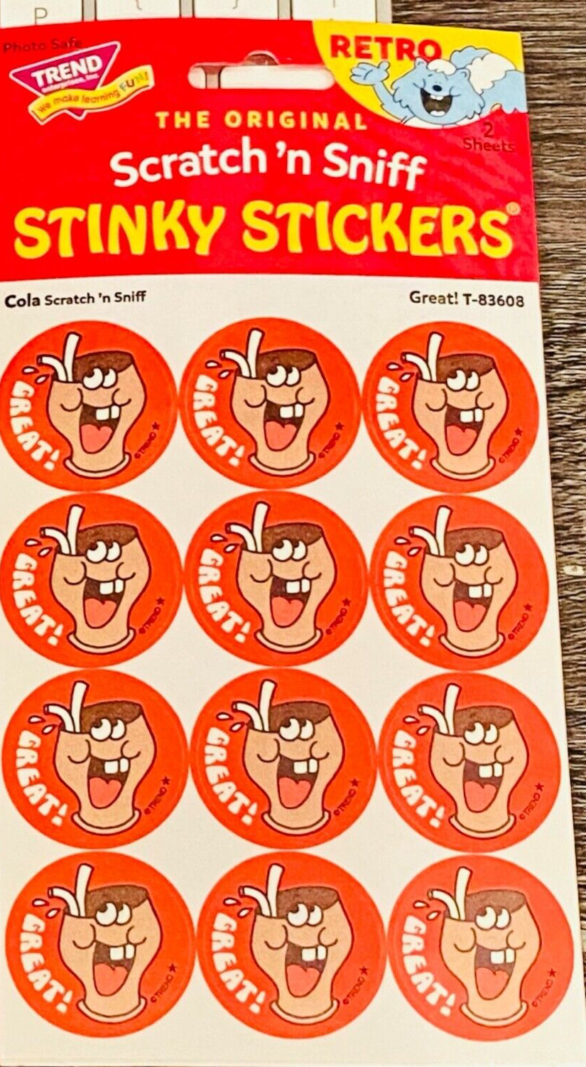 TREND Scratch n Sniff RETRO STINKY STICKERS Sealed, Great COLA Scented!