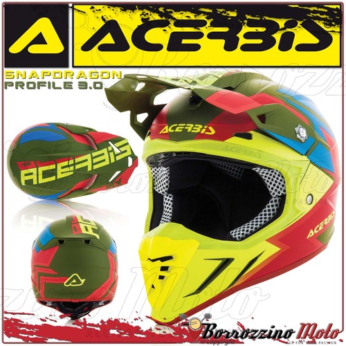 ACERBIS CASCO PROFILE 3.0 SNAPDRAGON MOTOCROSS OFFROAD VERDE/GIALLO OPACO  TG. L | eBay