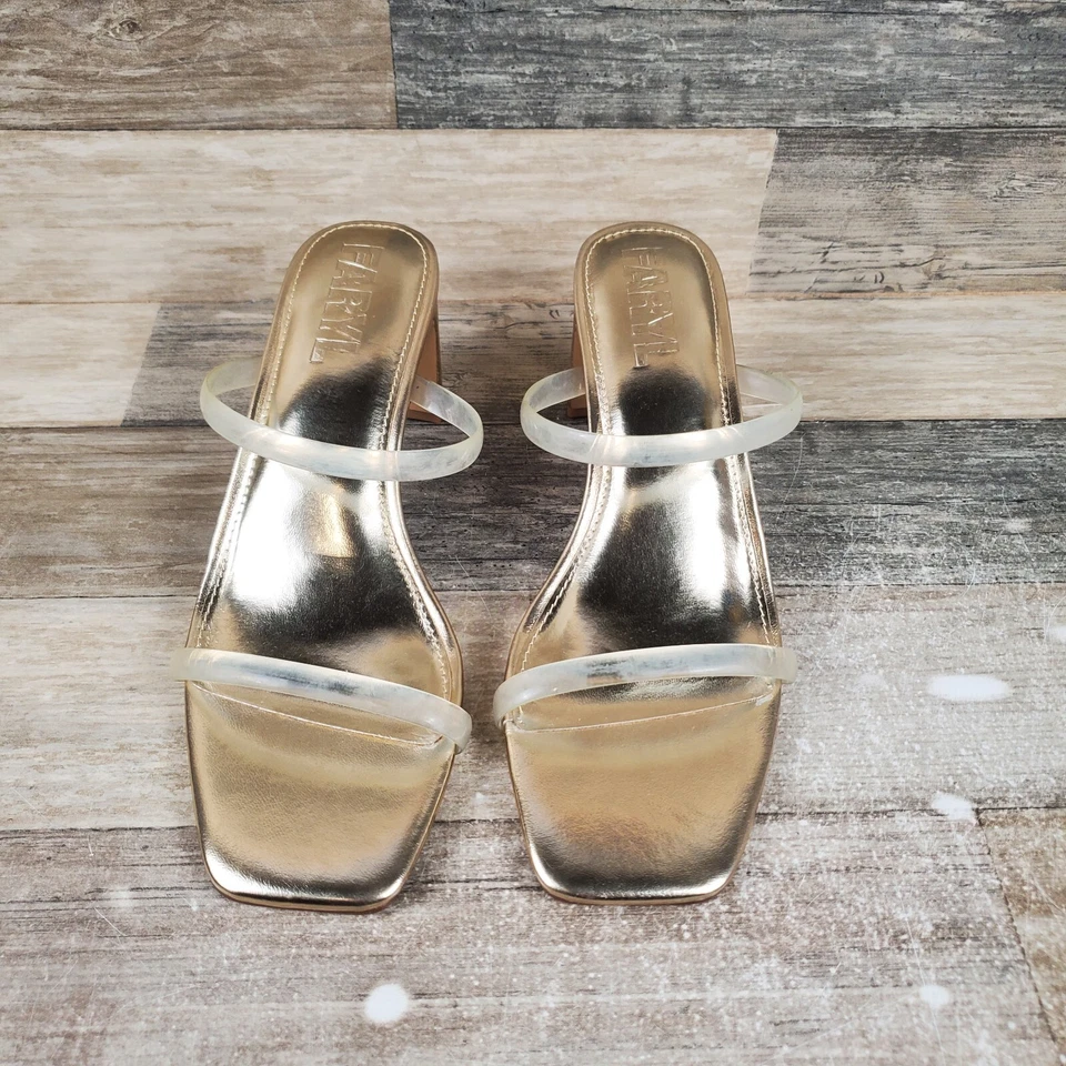 Женские босоножки Faryl By Farylrobin Analisa размер 7 золотистые прозрачные горки на блочном каблуке - Изображение 2 из 4