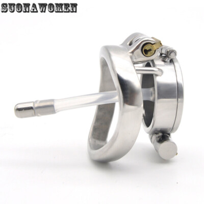 Stainless Steel with Tube Chastity Cage Sound Double Lock Cage Stretcher Ring