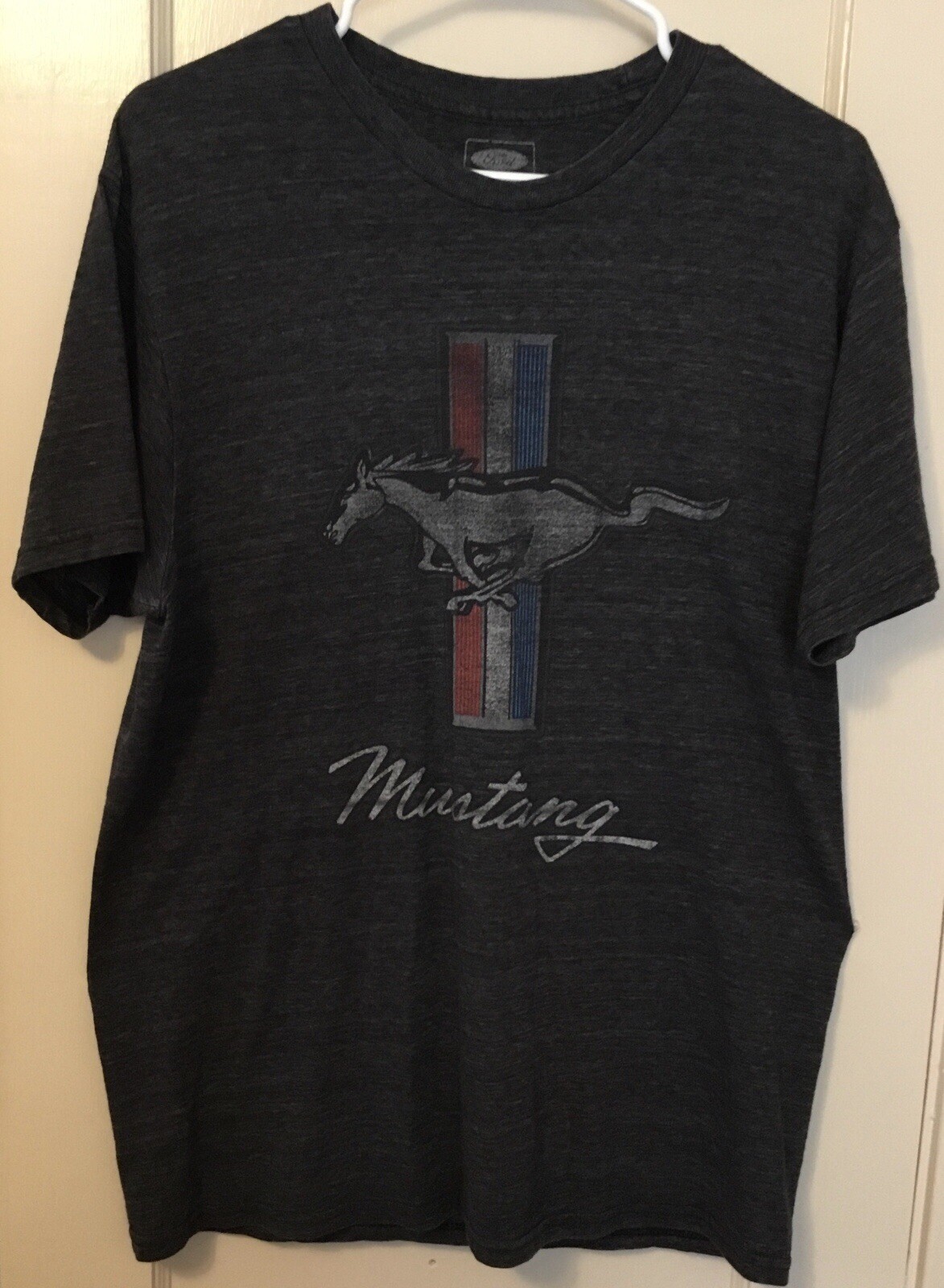 PONY T Shirt Uomo Ford Mustang Logo Merchandise Ufficiale Licenza Grigio Scuro Taglia L