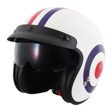 Open Face Vespa Lambretta Scooter Moped Helmet Stealth MOD Roundel ECE 22.06