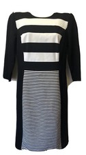 Vince Camuto Womens 6 Black Ivory Striped Color Block Ponte Side Sheath Dress 