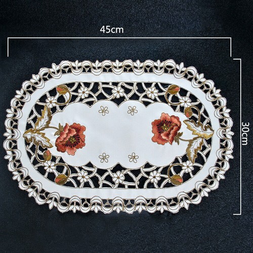 Set of 4 Round Embroidered Lace Flower Placemats Dining Table Mat Doily Kitchen - Picture 26 of 26