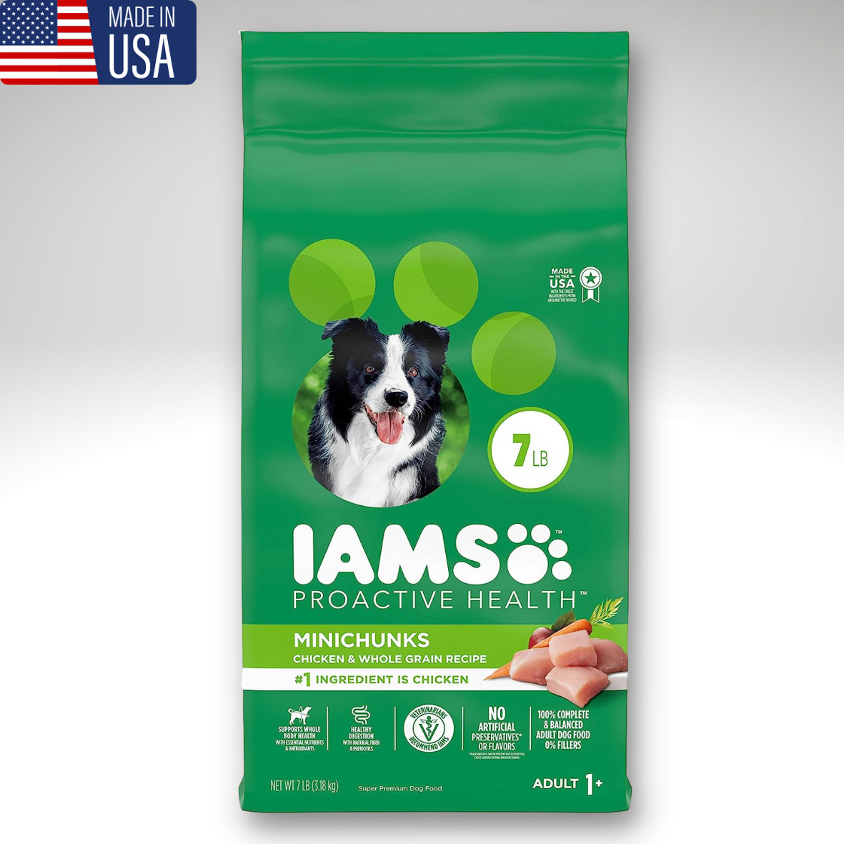 IAMS Adult Minichunks Small Kibble High Protein Dry Dog Food, 7 Lb. Bag
