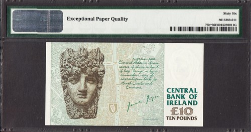 Ireland 10 Pounds 1998 Replacement 'NNN' Pick-76b Gem UNC PMG 66 EPQ - Picture 2 of 2