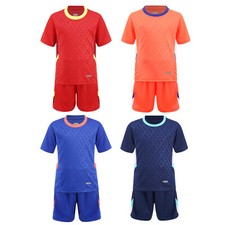 Boys Uniform Round Neck Outfits Sport Clothes Set Drawstring Top Soccer Shorts