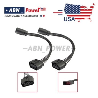 2Pcs 14 to 10 Pin Xenon HID Headlight Connector Adapter for 2015 VW Jetta