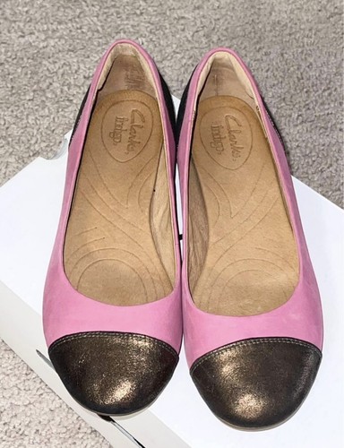 🩰 Clarks Leder Flats Schuhe Valley Moon Fuchsia Nubuk 7,5 M - Bild 2 von 9