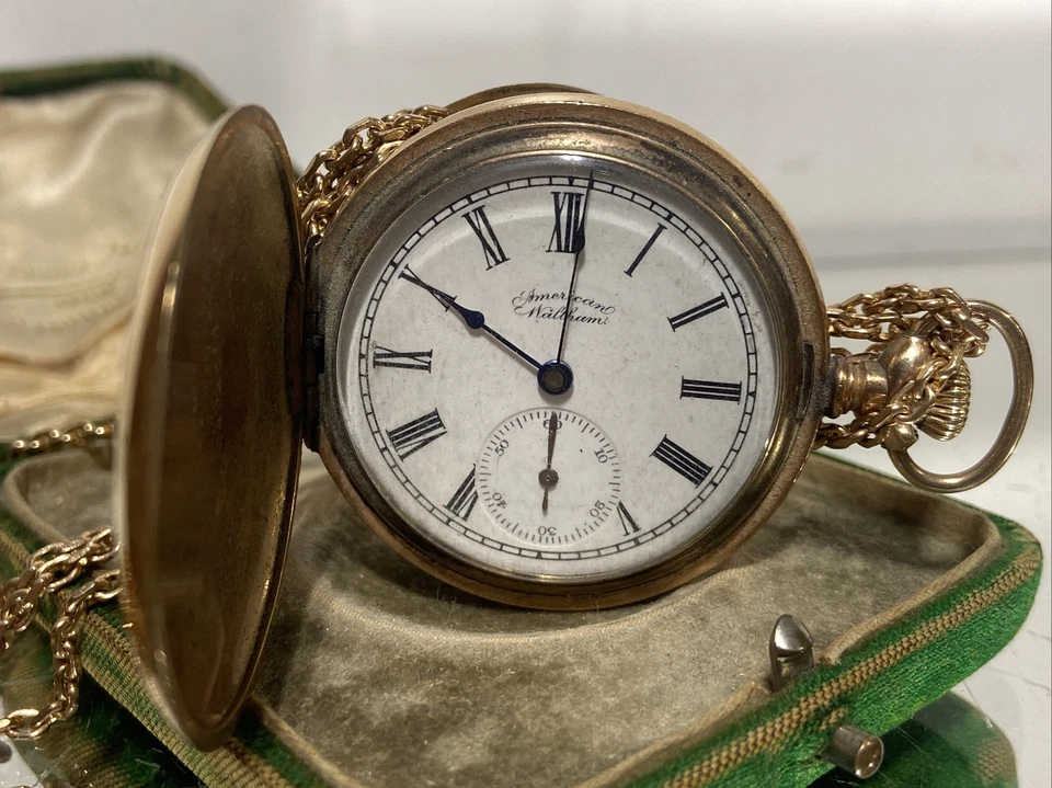 Винтажный. 1892-1893 American Waltham 14K золото заполненное птицы W & SB карманные часы цепочка - Изображение 2 из 4