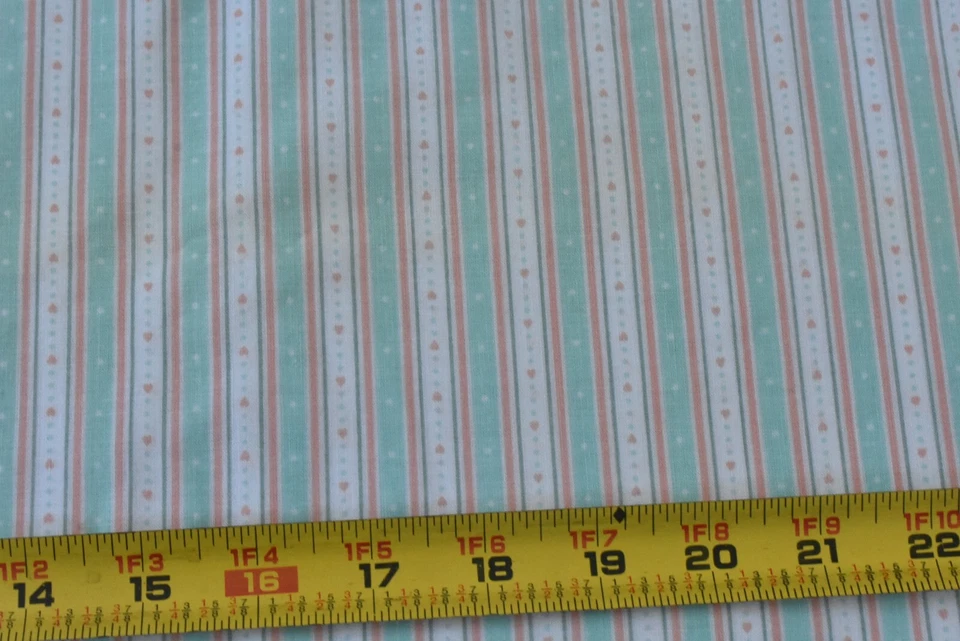 By 1/2 Yd, Vintage, Peach Mint & White Striped Cotton, Benartex, St. Nicole,V117 - Image 2 of 4