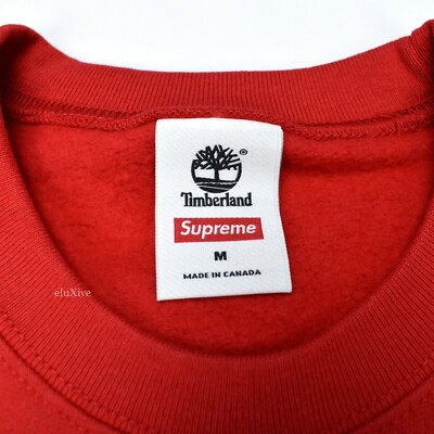 NWT Supreme Timberland Red Logo Embroidered Crewneck Sweatshirt M