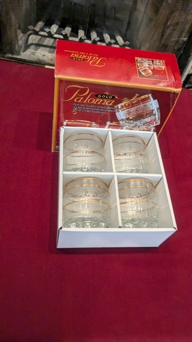 Paloma Kristallglas Stielglas 24kt Gold handverziert 4er Set alte Moden - Bild 2 von 8