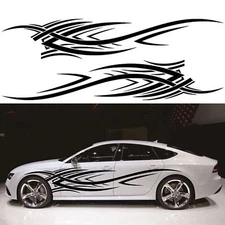 2Pcs Fire Flame Graphics Sticker For Car Body Side Door Fender Vinyl Decal Black