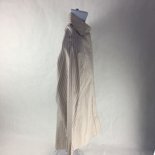 Faconnable Mens Button Front Shirt Ivory Brown Stripe Long Sleeve 100% Cotton XS - Picture 9 of 10