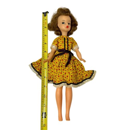 Vintage Ideal BS-12 Tammy Doll 1960s Yellow Floral Dress Lace Trim Brown Hair - Picture 11 of 11
