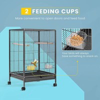 30'' Wrought Iron Bird Cage w/ Rolling Stand Parrots Conure Lovebird Cockatiel 6