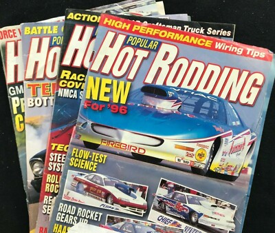 Lot of 4 POPULAR HOT RODDING Magazines - 1996 - Camaro / Teenage Bottle Rocket