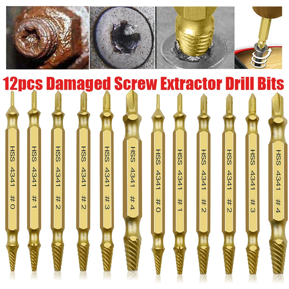 12pcs Fast Damaged Screw Extractor Speed Out Drill Bits Tool