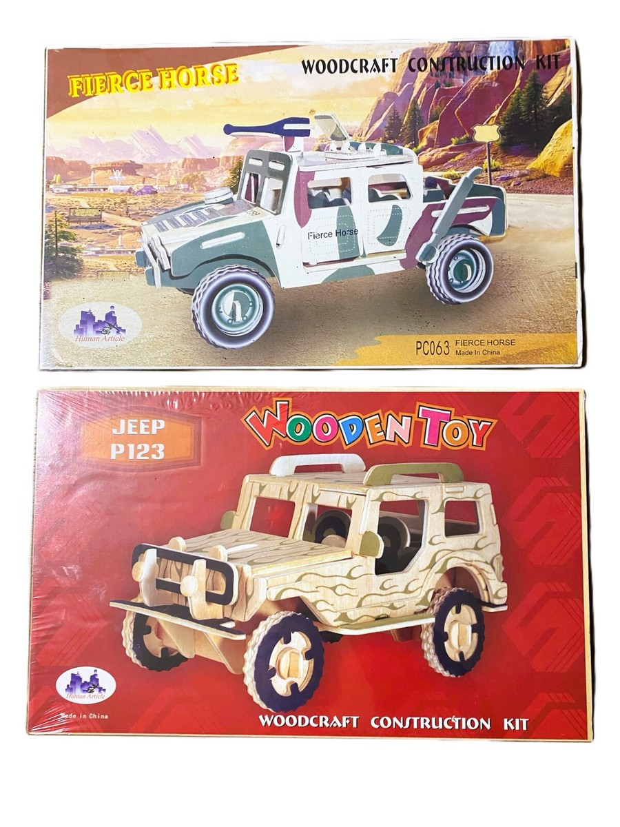 TWO JEEP Woodcraft Construction Kit 3D Wooden Model Puzzle For KIDS/ADULTS