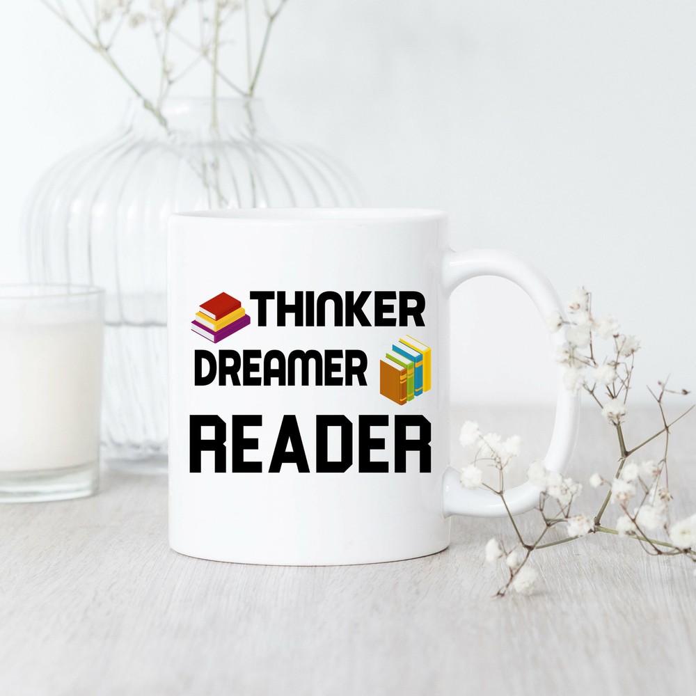 Thinker Dreamer Reader Coffee Mug - Perfect Book Lover Gift for Avid Readers  
