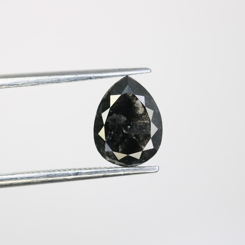 1.96 CT 9.10 MM Natural Salt And Pepper Pear Shape Loose Diamond For Jewelry - Picture 8 of 12