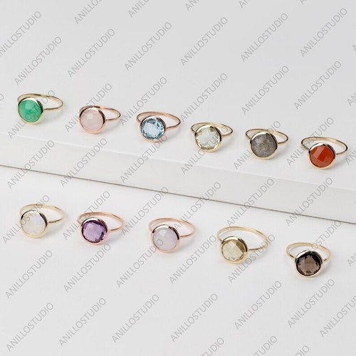 14k Yellow Gold Natural Labradorite Promise Solitaire Ring Ring Size 7 - Picture 7 of 8