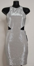 NWT Express Women's Shiny Silver Sheath Dress, Sz 4