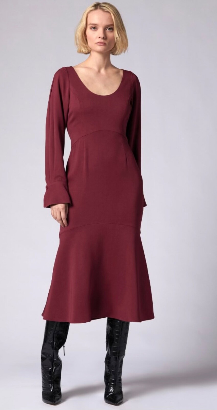 Natalia Long Sleeve Midi Dress Cordovan/wine Red 0