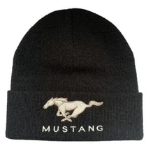 Mustang Running Horse Black Beanie * Mach GT BOSS BULLITT V6 GTCS *FREE US SHIP!