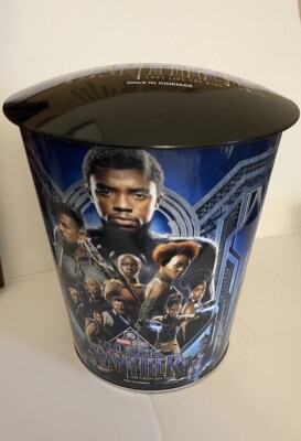Black Panther Marvel Cinema Popcorn tin Bucket Promo Golden Link RARE