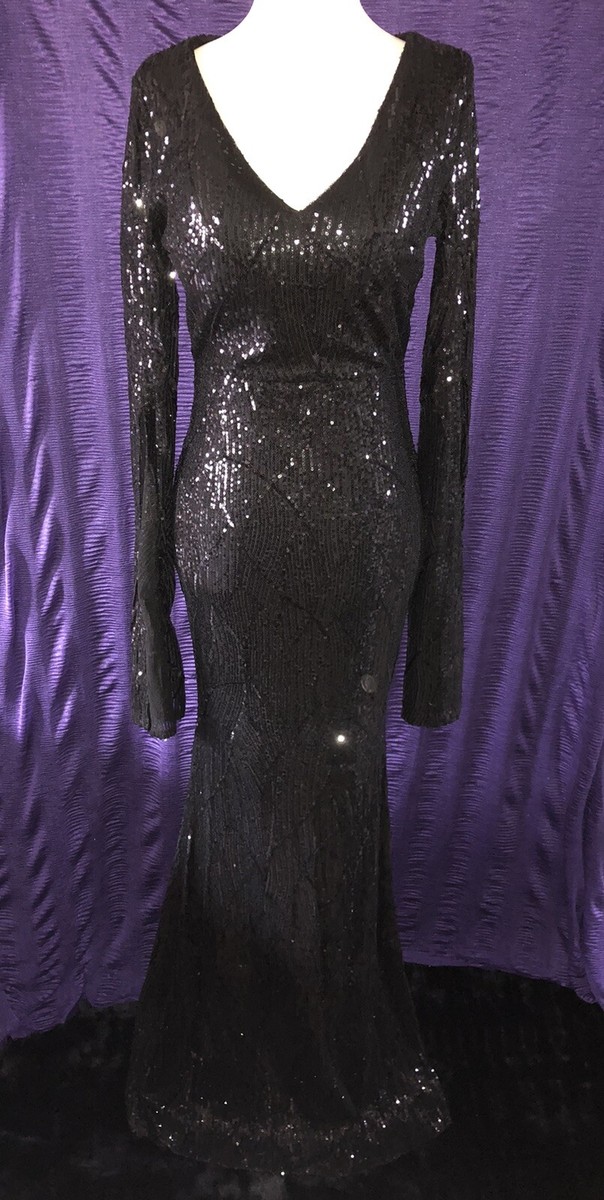 slim fit dress slacks Baltic Born Womens Destiny Sequin Maxi Dress | Black + Gold