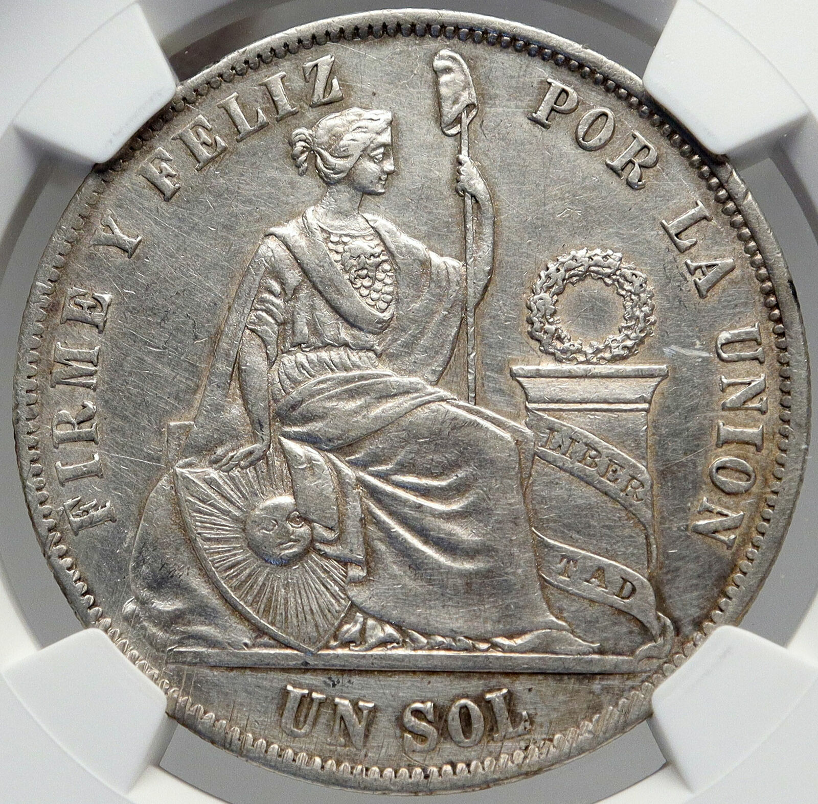1871 YJ PERU South America Antique Original Silver Peruvian Sol