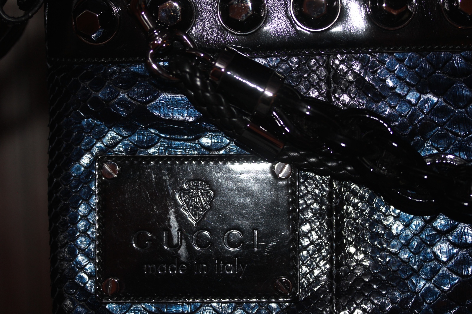GUCCI Exotic $4K+ Metallic Python Snakeskin Gem S… - image 8