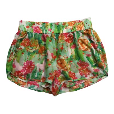 Show Me Your Mumu Shorts Women Size S Colorful Flower Summer Elastic Beach Swing