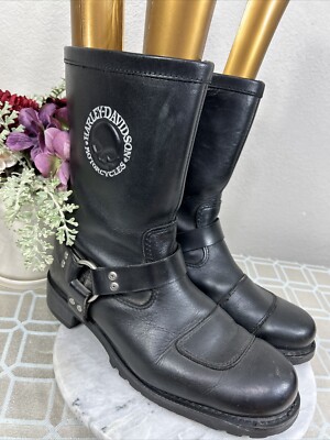 Harley Davidson Hollister D98303 Black Harness Boots Peg Bar Skull Men s US 11.5