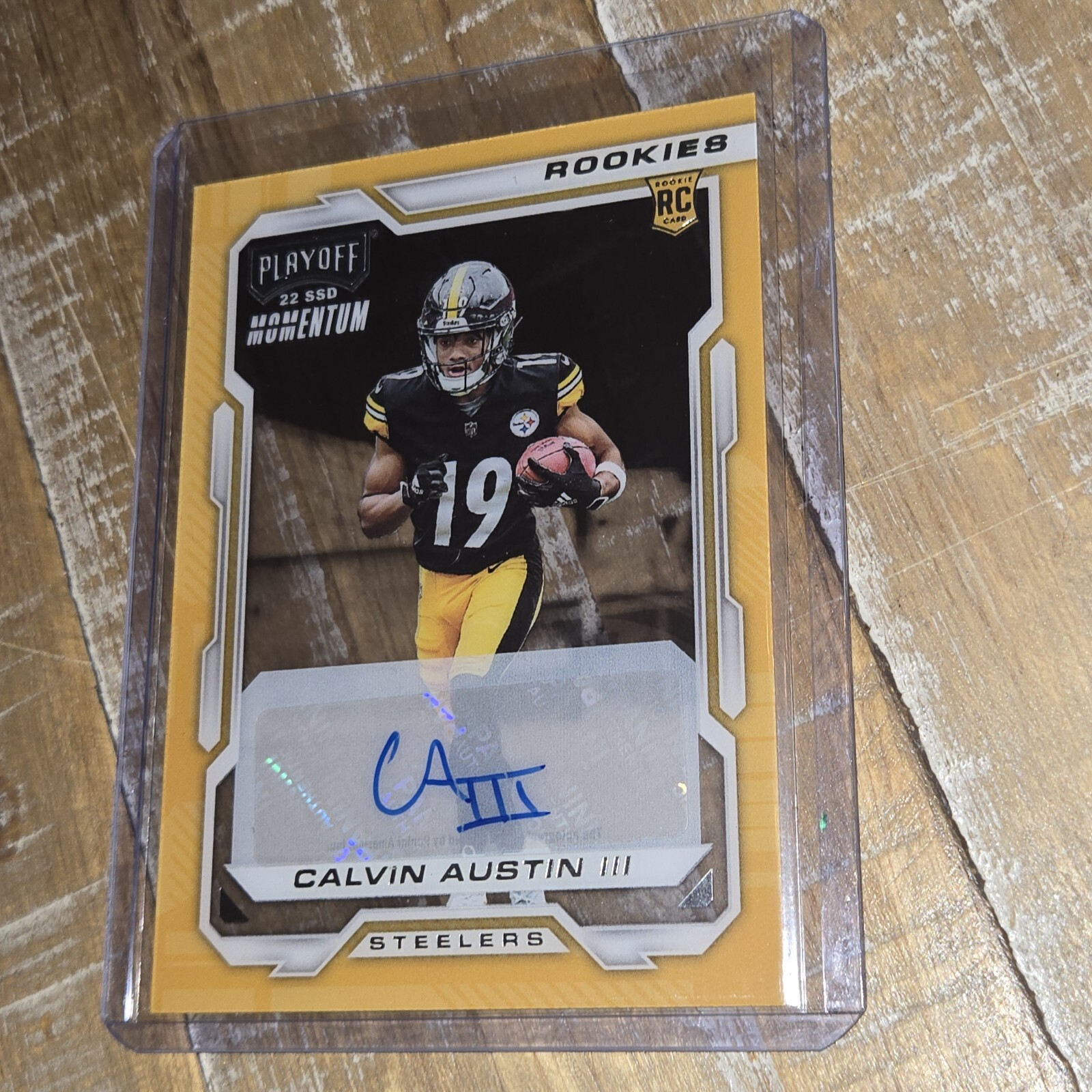 2022 Panini Chronicles Playoff Momentum Calvin Austin III Auto Steelers Rookie