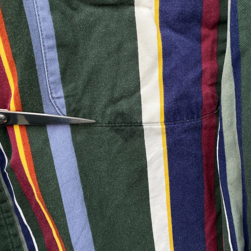 NorthCrest Mens XL Button Down Loud Shirt Multi Balanced Bold Stripe Twill - Image 3 of 4