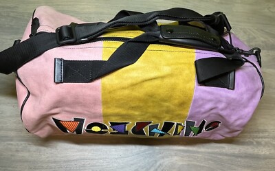 Moschino Spring 2021 Duffle Yellow Lavender Leather Geometric logo new w tags