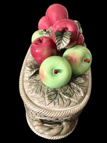 Vintage Valerie von Cumberland Design Keramik Apfel Korb Keksdose Übertopf 15,5" L - Bild 13 von 15